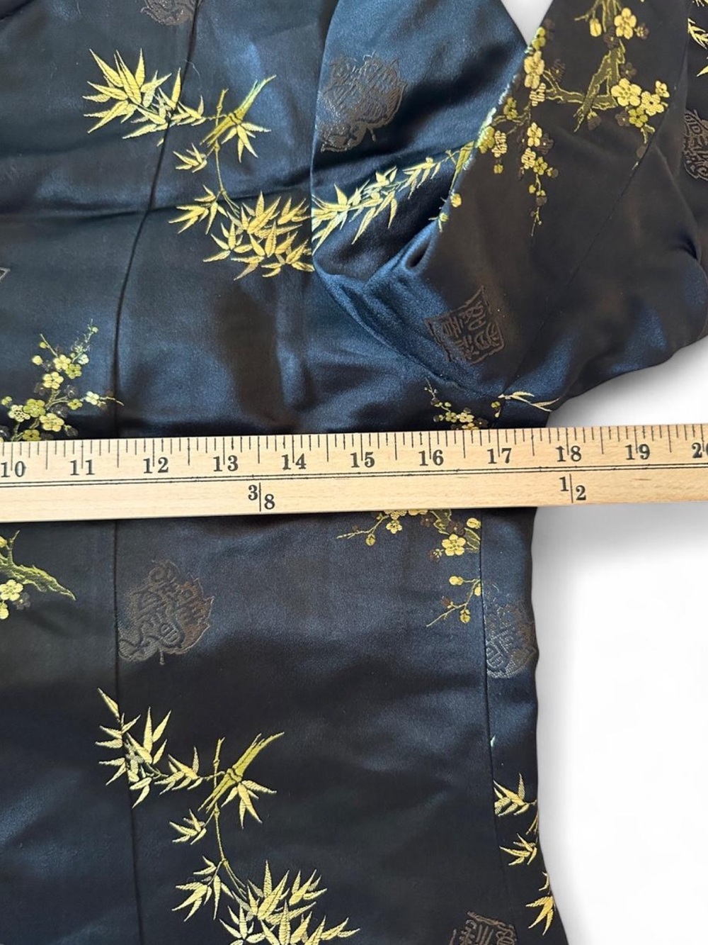 Vintage Black Gold Embroidered Floral Brocade Mandarin Frog Closure Jacket Boho - Picture 6 of 8